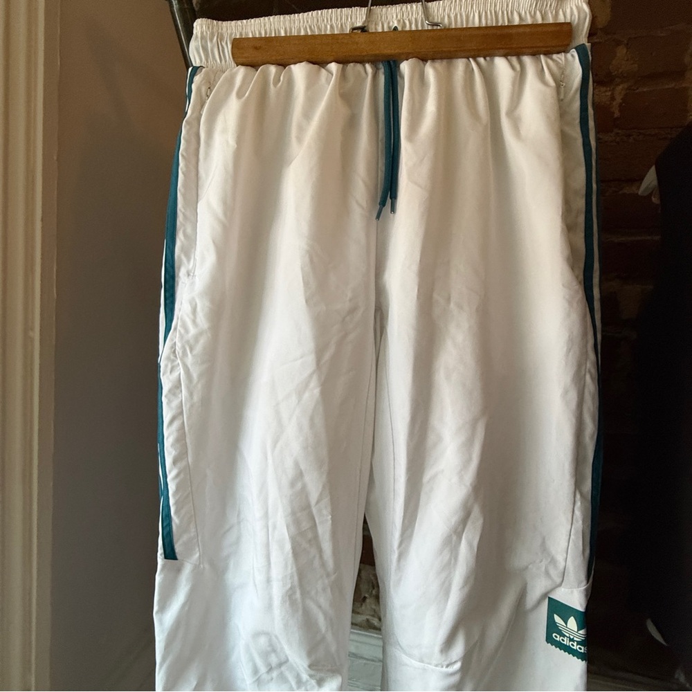 Vintage Adidas White Teal Track Pants